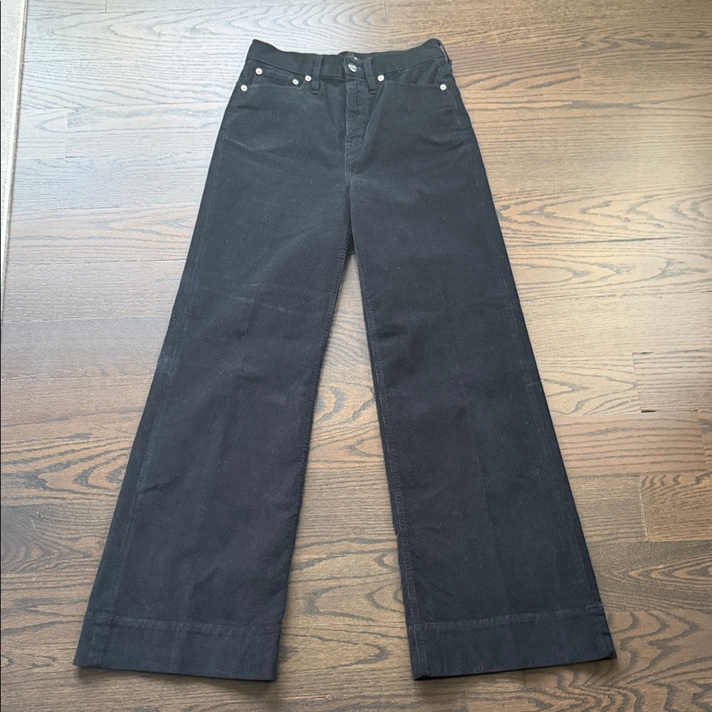 I Crew corduroy black wide leg pants, size 25. Like new